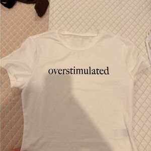 White 'Overstimulated' Graphic Tee - Women's Casual Top